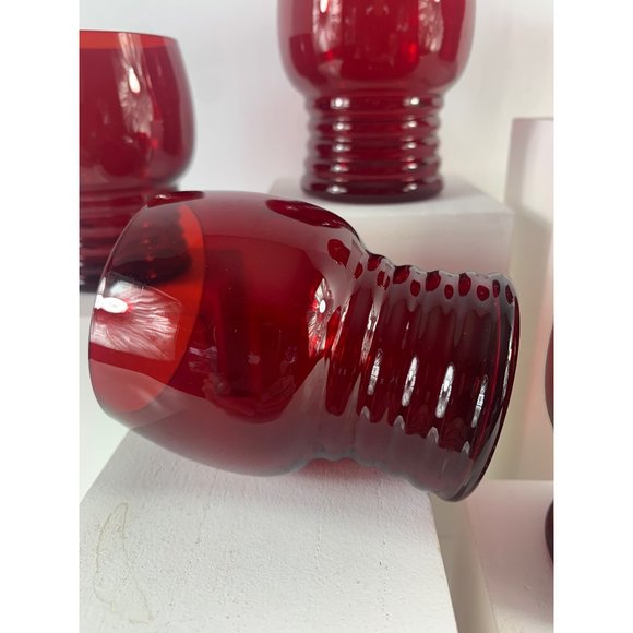 Vintage Ruby Red Imperial Shaeffer Ribbed Cocktail Glasses. - Picture 5 of 6